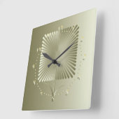 Goldene quadratische Blume Wanduhr (Winkel)