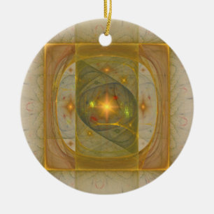 Goldene quadratische Kreis-Verzierung Keramikornament