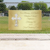 Goldene Quertauftaufe-Fahne Banner (Insitu)