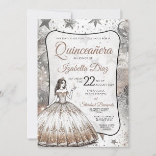 Goldene Quinceañera-Mädchen-Einladung Einladung