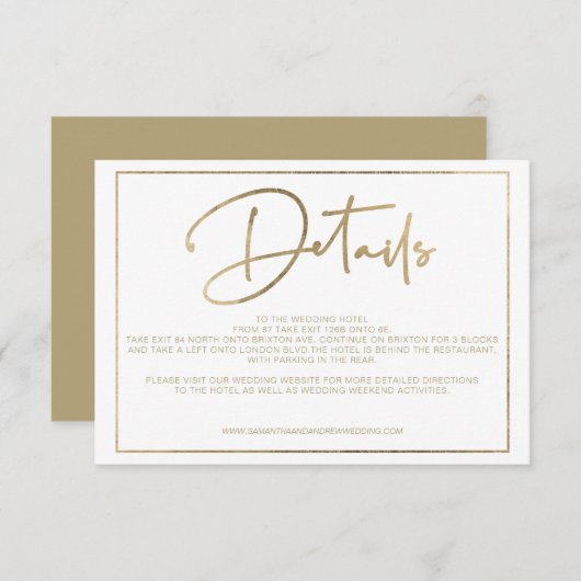 Goldene Rahmen Drehbuch schicke Details Hochzeit Einladung (Vorne/Hinten)