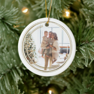 Goldene Rahmen Foto Weihnachten Personalisiert Keramik Ornament
