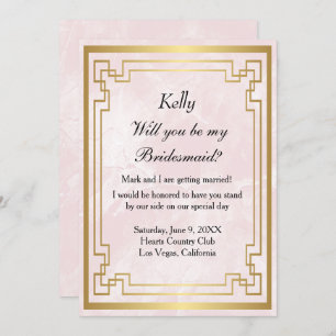 Goldene Rahmen rosa Marmorüberdachung Einladung