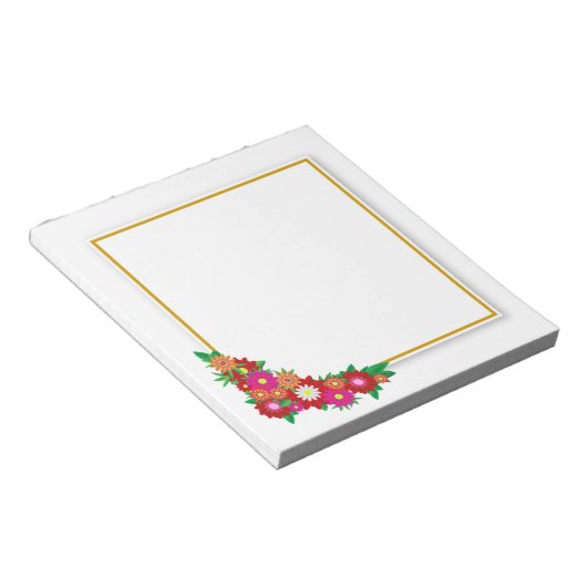 Goldene Rahmen und Blumen Notizblock (angewinkelt)