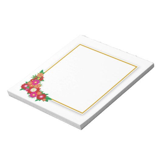 Goldene Rahmen und Blumen Notizblock (Rotiert)