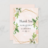 Goldene Rahmen und Rose Dankeskarte (Vorne/Hinten)