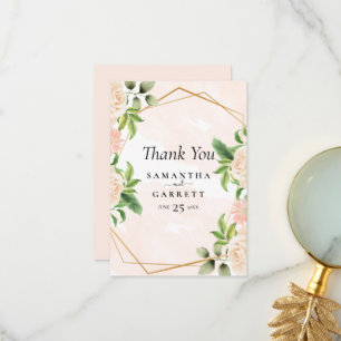 Goldene Rahmen und Rose Dankeskarte