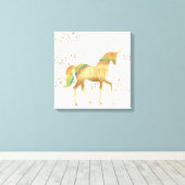 Goldene Rainbow Dream Unicorn Leinwanddruck (Insitu (Holzboden))