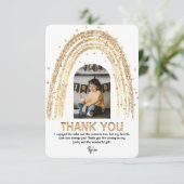 Goldene Rainbow | Kinder Foto Geburtstag | Dankeskarte (Stehend Vorderseite)