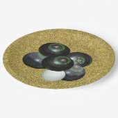 Goldene Rasenschalen, Teller für Party, Papier (Schrägansicht)