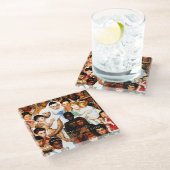 Goldene Regel von Norman Rockwell Glasuntersetzer (Schrägansicht)