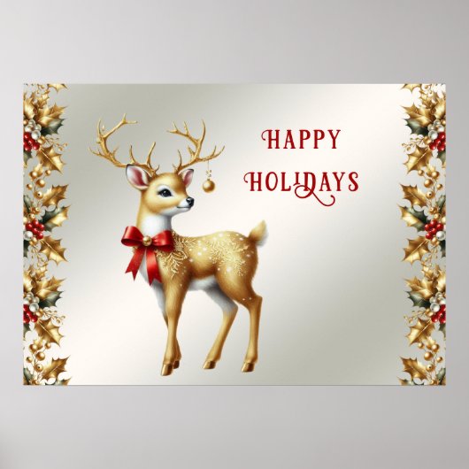 Goldene Rentier Holiday Poster (Vorne)