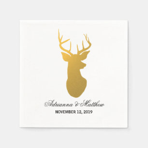 Goldene Rentiere Antler Moderne Silhouette Hochzei Serviette