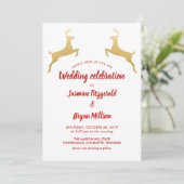 Goldene Rentiere | Christmas | Hochzeit Einladung (Stehend Vorderseite)