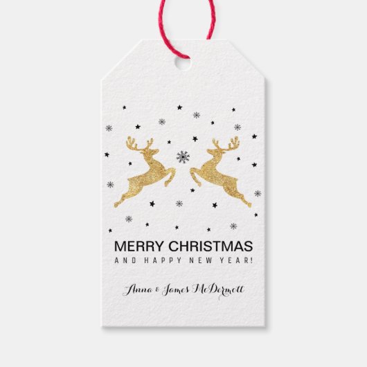 Goldene Rentiere Geschenkanhänger (Vorderseite)