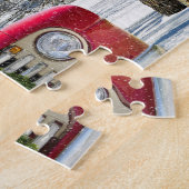 Goldene Retriechhunde im alten Weihnachtswagen Puzzle (Seite)