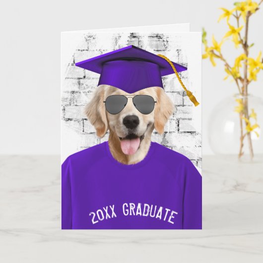 Goldene Retrieve-T - Shirt-Karte für Abschluss Karte (Gelbe Blume)