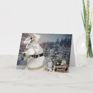 Goldene Retriever Alter Mann Winter Wunderland  Feiertagskarte