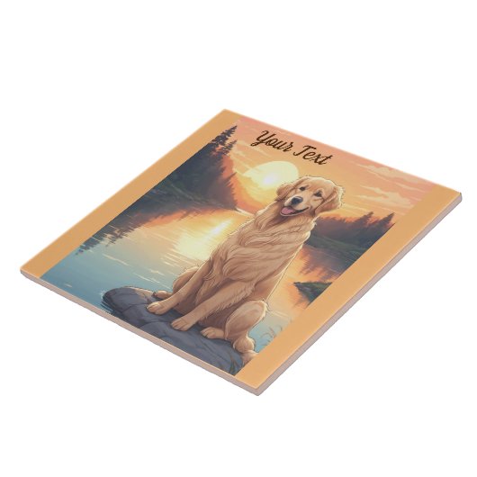 Goldene Retriever am See Fliese (Seite)