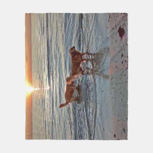 Goldene Retriever an Sonnenuntergang-Fleece Throw Fleecedecke (Vorderseite)