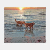 Goldene Retriever an Sonnenuntergang-Fleece Throw Fleecedecke (Vorderseite (Horizontal))