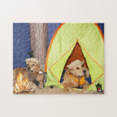 Goldene Retriever-Camping Puzzle (Horizontal)