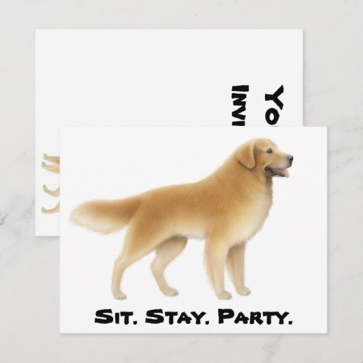 Goldene Retriever Einladung (Vorne/Hinten)