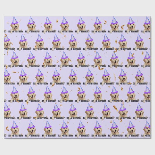 Goldene Retriever Geburtstag Geschenkpapier (Flach)