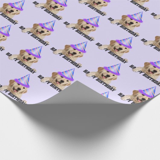 Goldene Retriever Geburtstag Geschenkpapier (Ecke)