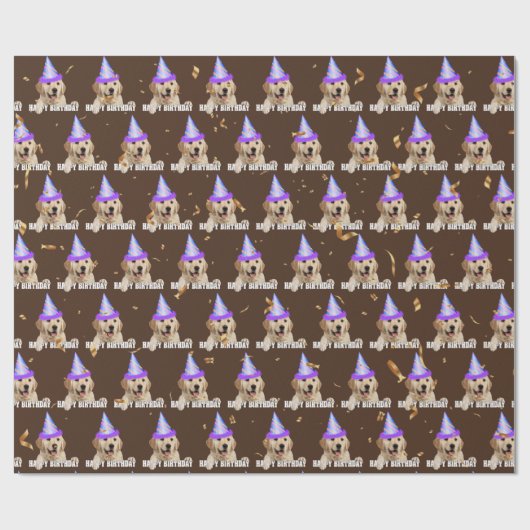 Goldene Retriever Geburtstag Geschenkpapier (Flach)