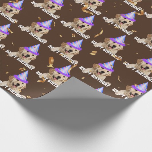 Goldene Retriever Geburtstag Geschenkpapier (Ecke)