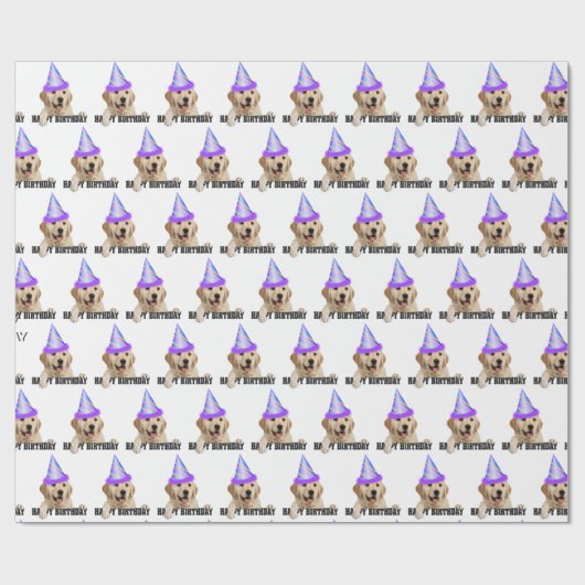 Goldene Retriever Geburtstag Geschenkpapier (Flach)