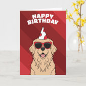 Goldene Retriever Geburtstagskarte Karte (Gelbe Blume)