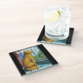 Goldene Retriever Glasuntersetzer (Schrägansicht)