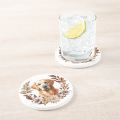 Goldene Retriever Herbstkraut Getränkeuntersetzer (Seite)