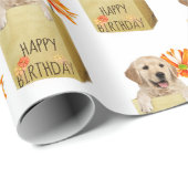 Goldene Retriever in der Geburtstagstasche Geschenkpapier (Rolleneckpunkt)