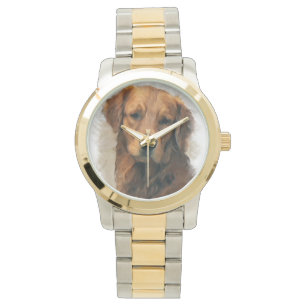 Goldene Retriever Kunst Armbanduhr