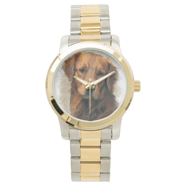 Goldene Retriever Kunst Armbanduhr (Vorderseite)