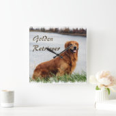 Goldene Retriever Kunst Quadratische Wanduhr (Zuhause)
