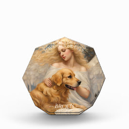 Goldene Retriever-Liebe stirbt nie an einer Erinne Fotoblock