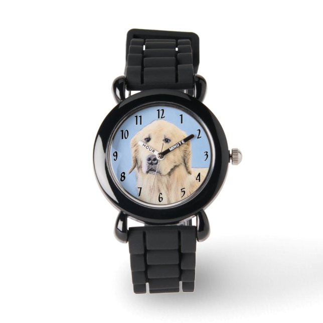 Goldene Retriever Malerei - Niedliche Original Dog Armbanduhr (Vorderseite)