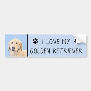 Goldene Retriever Malerei - Niedliche Original Dog Autoaufkleber