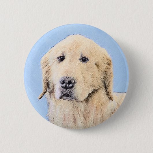 Goldene Retriever Malerei - Niedliche Original Dog Button (Vorderseite)