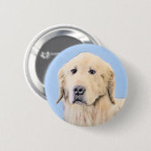 Goldene Retriever Malerei - Niedliche Original Dog Button (Vorne & Hinten)