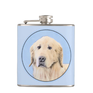 Goldene Retriever Malerei - Niedliche Original Dog Flachmann