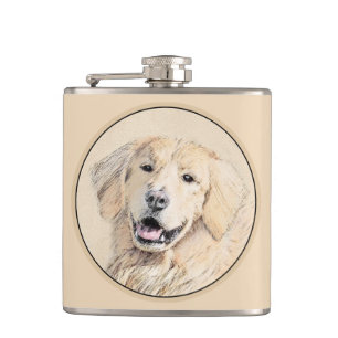 Goldene Retriever Malerei - Niedliche Original Dog Flachmann