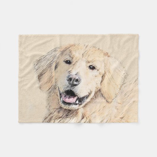 Goldene Retriever Malerei - Niedliche Original Dog Fleecedecke (Vorderseite (Horizontal))