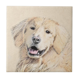 Goldene Retriever Malerei - Niedliche Original Dog Fliese