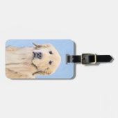 Goldene Retriever Malerei - Niedliche Original Dog Gepäckanhänger (Vorderseite horizontal)