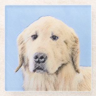 Goldene Retriever Malerei - Niedliche Original Dog Glasuntersetzer